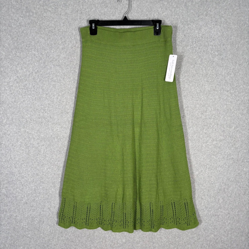 NEW $100 Soft Surroundings Crochet Sweater Midi Skirt Medium Boho Cottage Granny